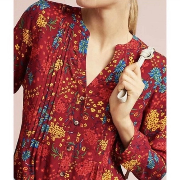 Anthropologie Maeve Boho Floral Long Sleeve Blouse - Picture 1 of 6
